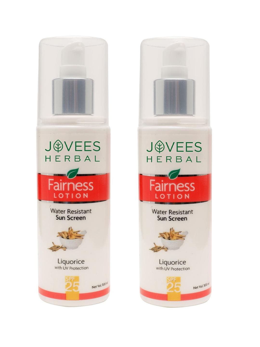 Jovees Set Of 2 Sunscreen Fairness SPF 25 Lotion For Oily - Sensitive & Dry Skin -100mlEch