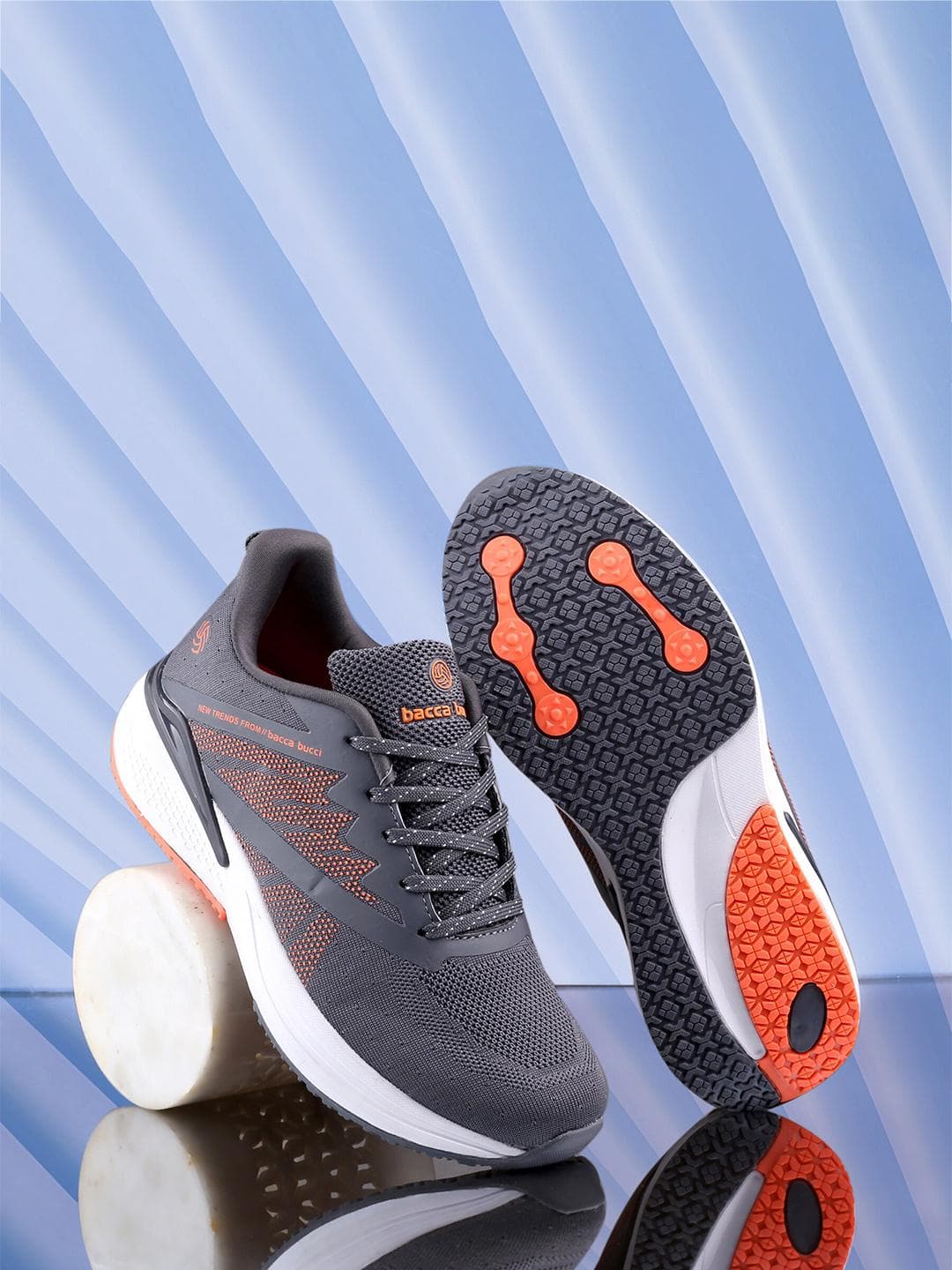 Buy Bacca Bucci Men Grey Mesh Marking Running Sports Shoes - - Footwear for Men
