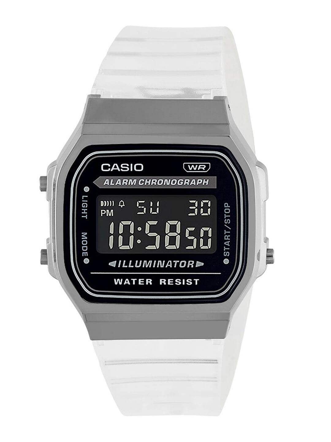 Buy CASIO Vintage A168XES 1BDF Black Digital Dial Transparent Resin Strap D306 - - Accessories for Unisex