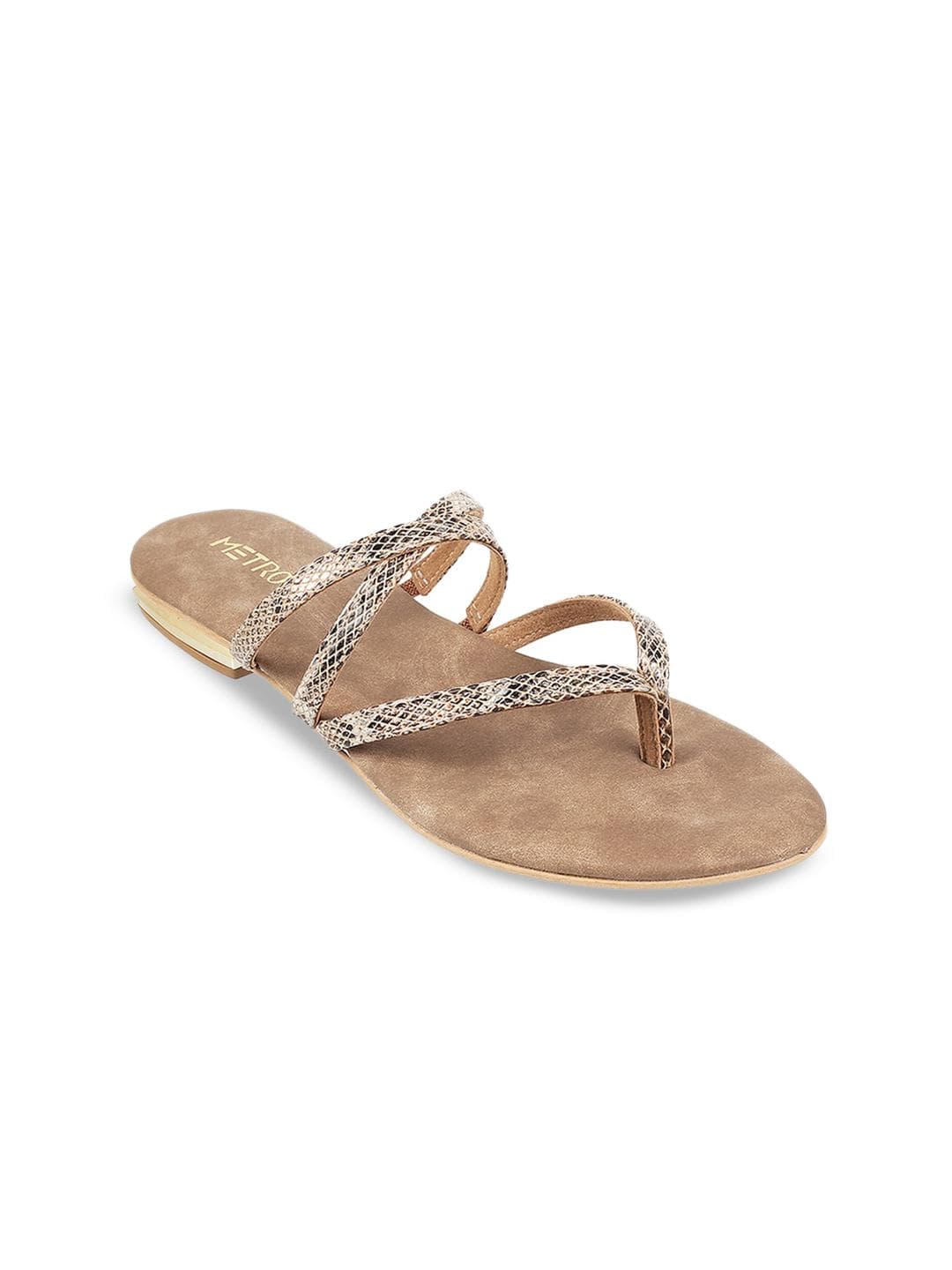 Metro Printed Strappy Open Toe Flats