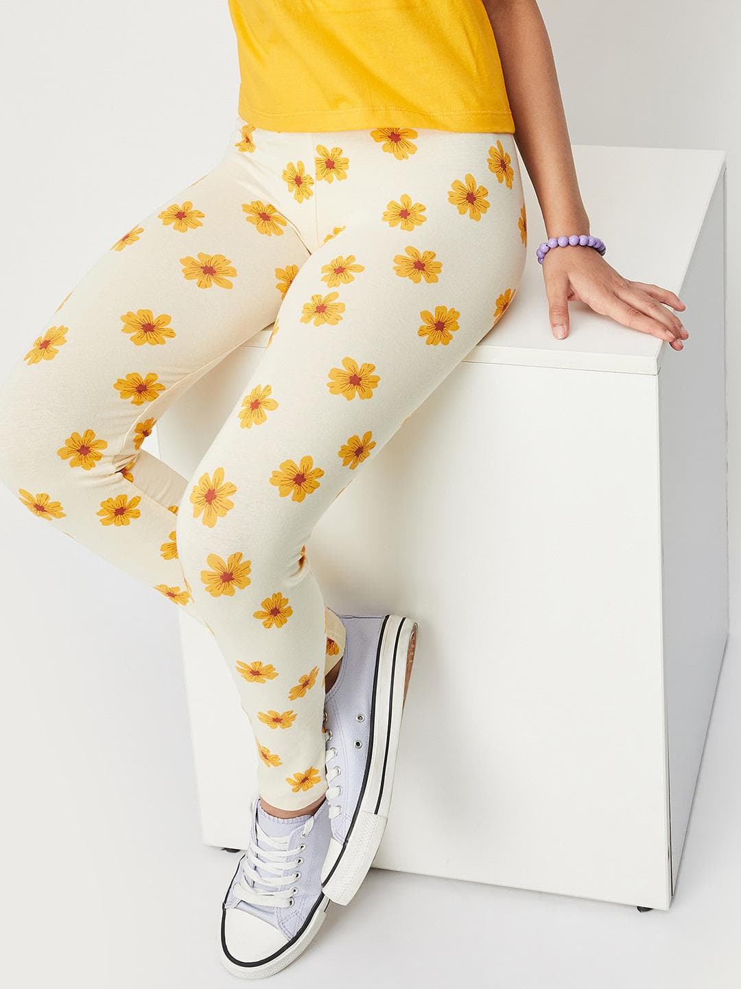 max Girls Printed Ankle Length Leggings