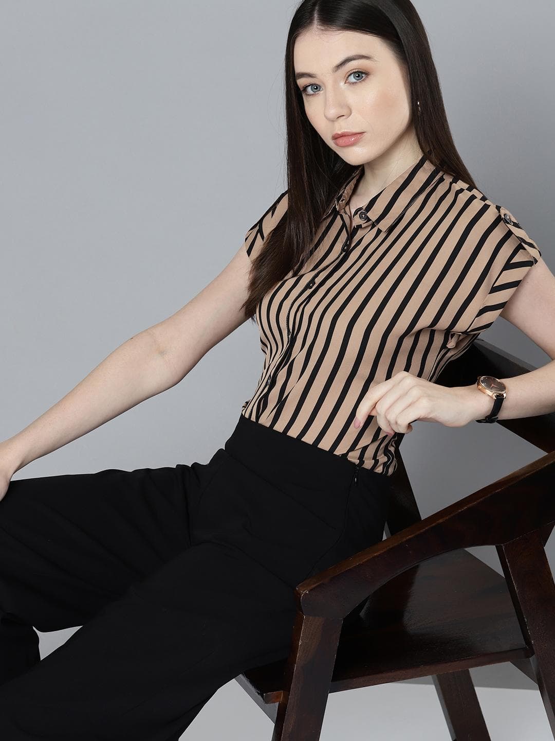 Chemistry Women Relaxed Opaque Striped Formal Shirt