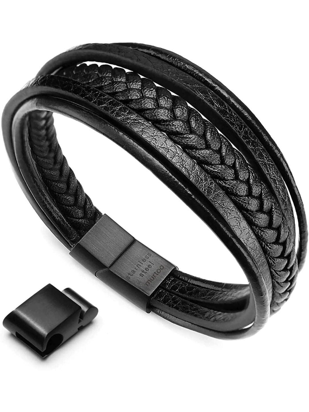 YouBella Men Leather Wraparound Bracelet