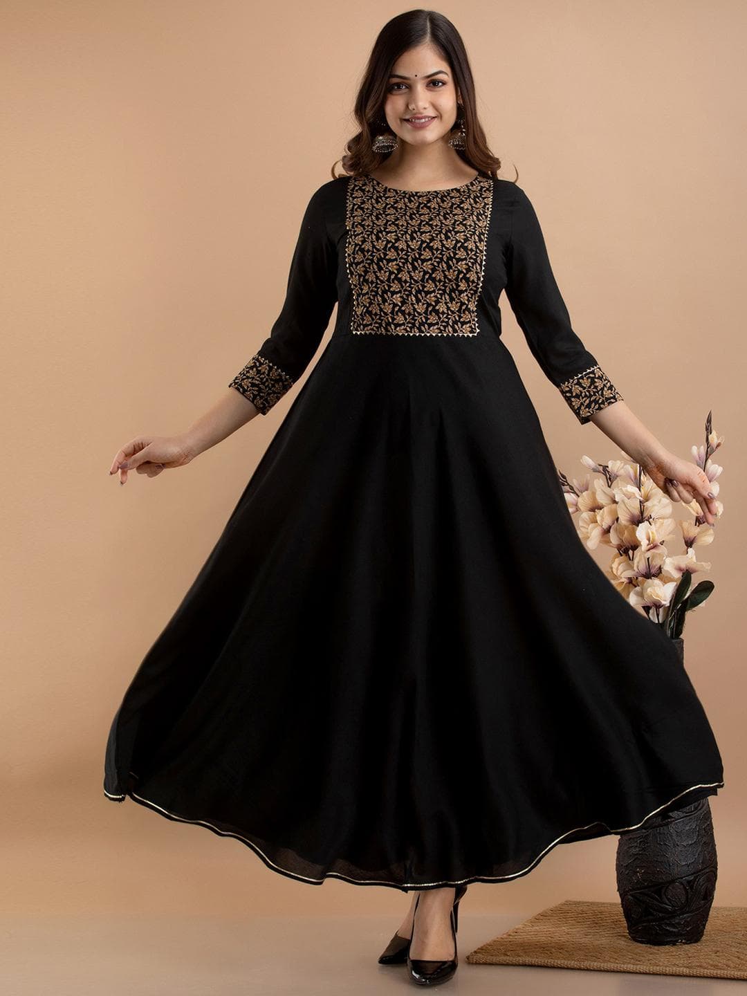 UNIBLISS Floral Printed A-Line Ethnic Dress