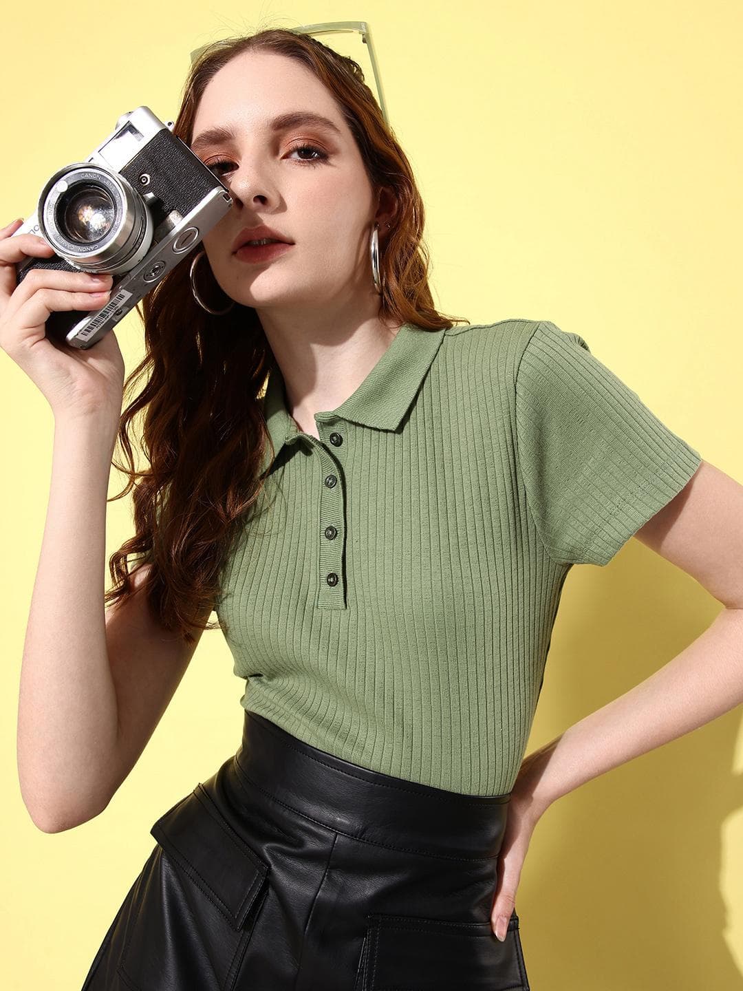 The Roadster Lifestyle Co. Ribbed Polo Collar T-shirt