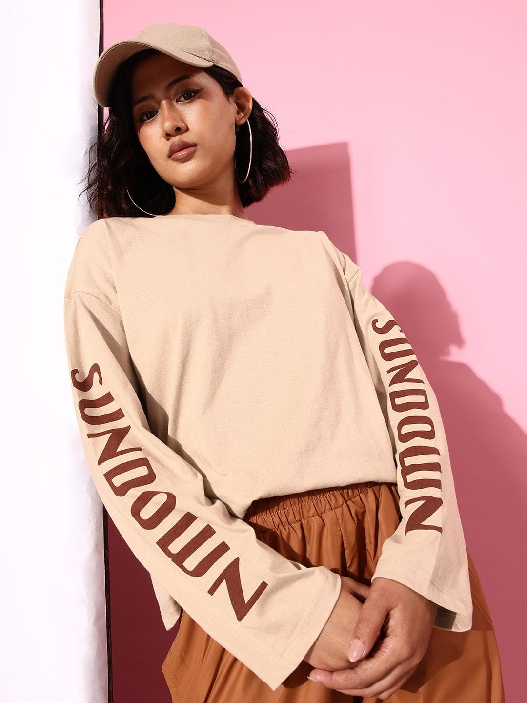 The Roadster Life Co. Typography Printed Drop-Shoulder Sleeves T-shirt
