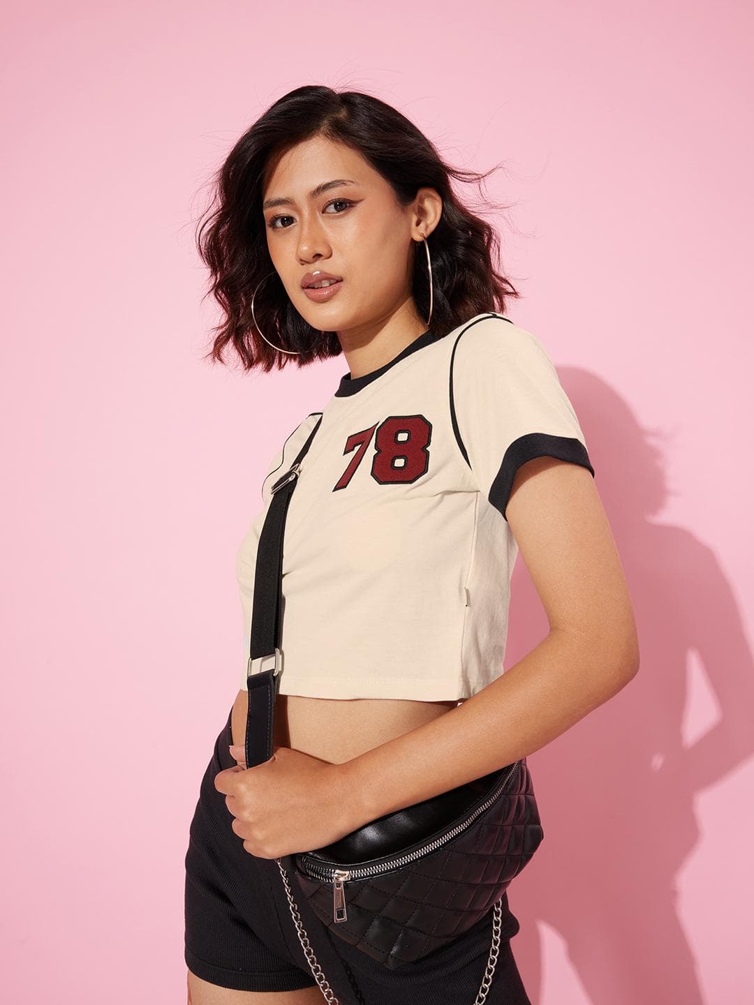 The Roadster Life Co. Varsity Embroidered Crop T-shirt