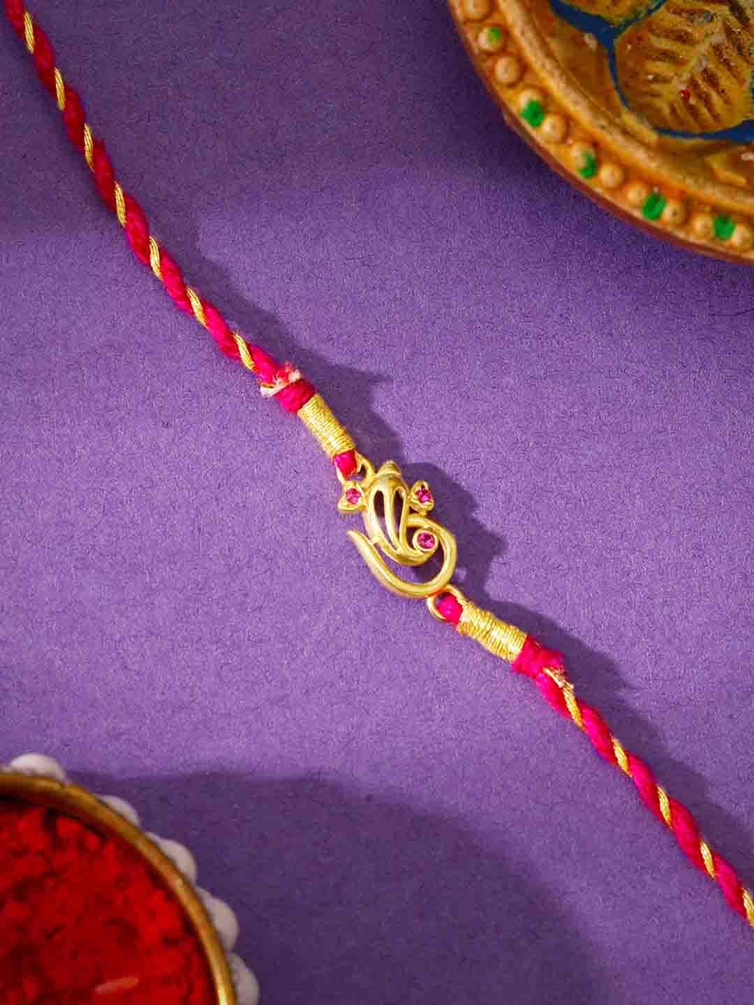 GIVA 925 Sterling Silver Ganesha Charm Rakhi with Roli Chawal
