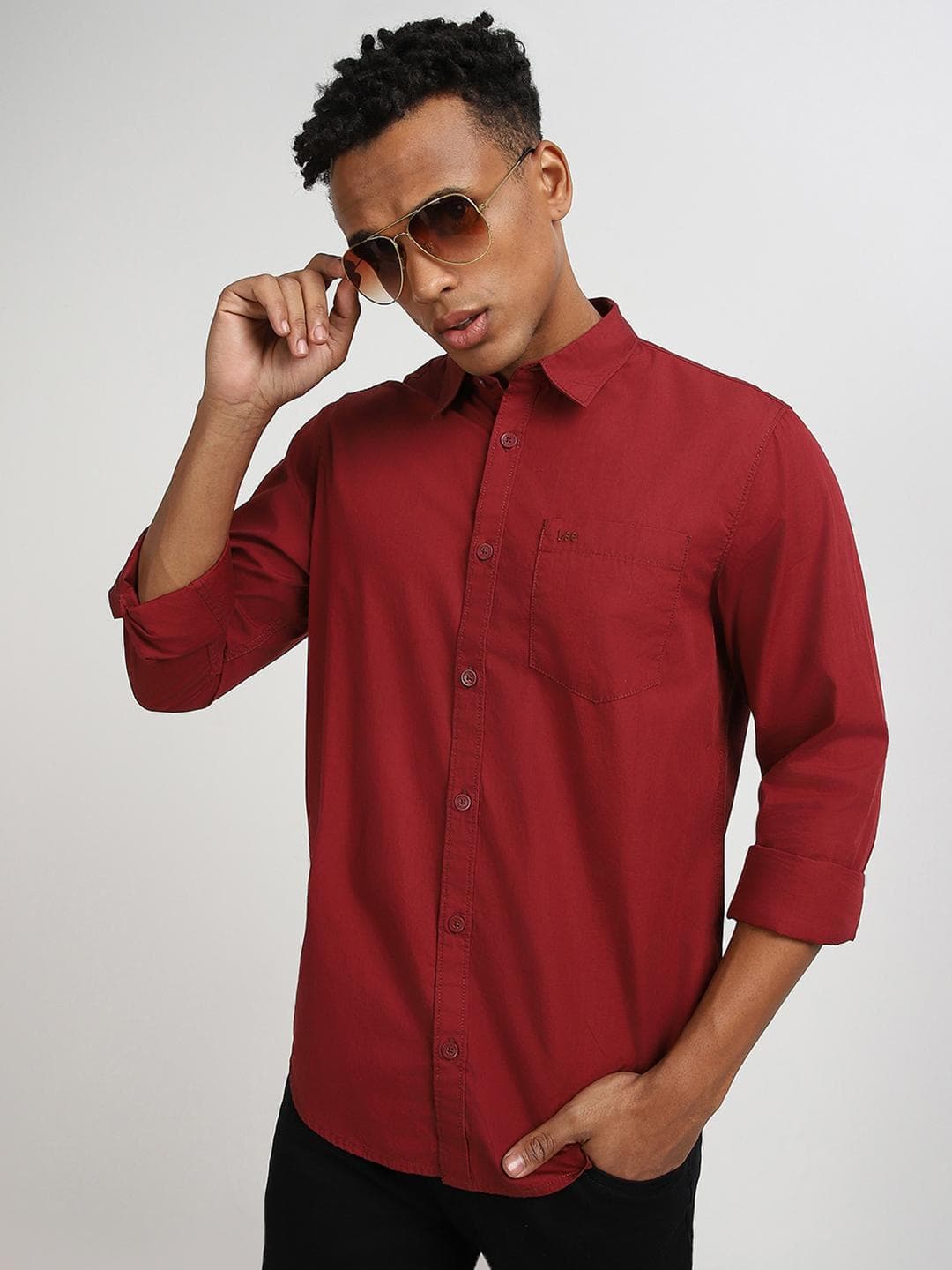 Lee Spread Collar Cotton Casual Regular Fit Shirt