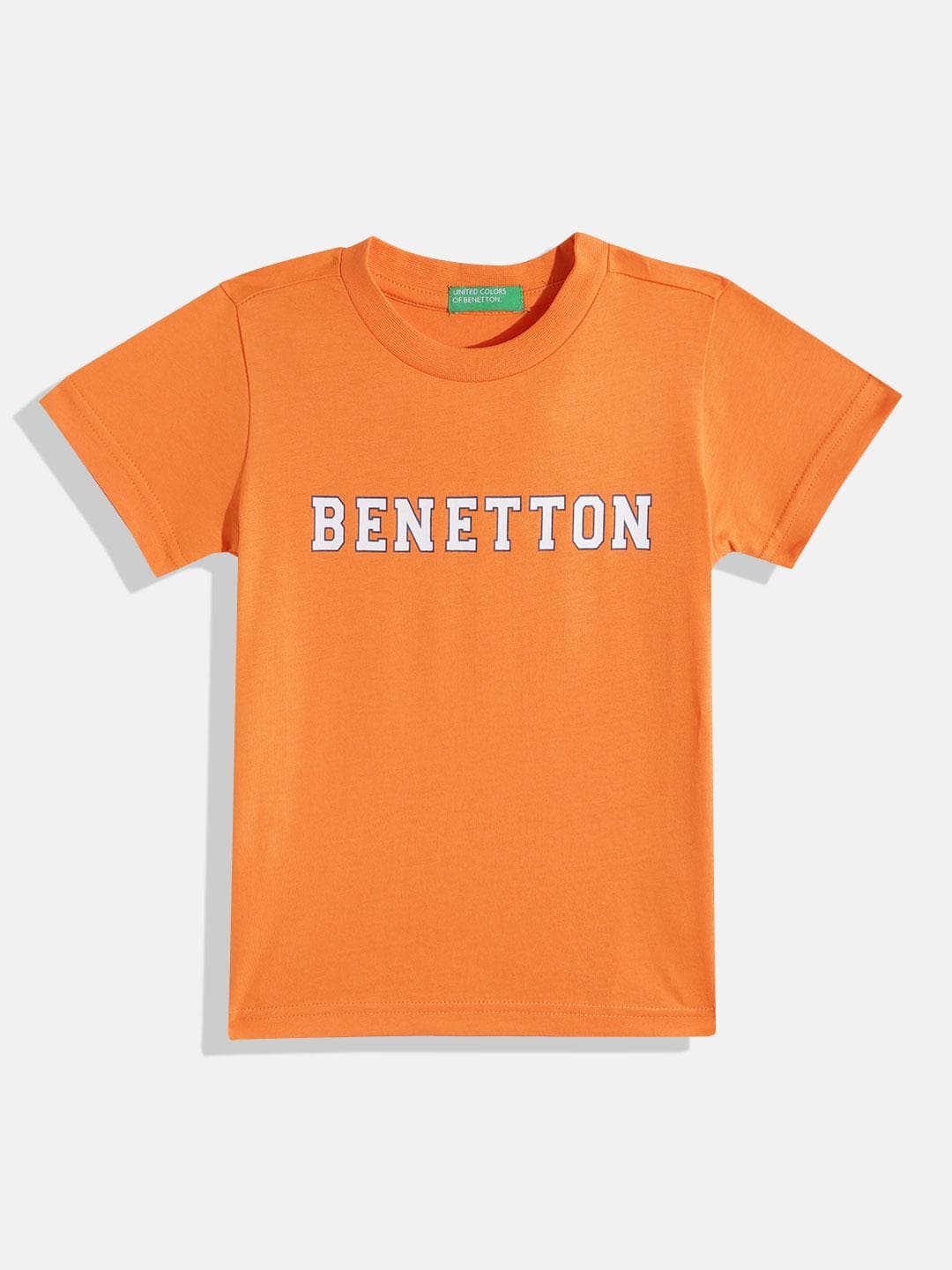 United Colors of Benetton Boys Pure Cotton Brand Logo Printed T-shirt