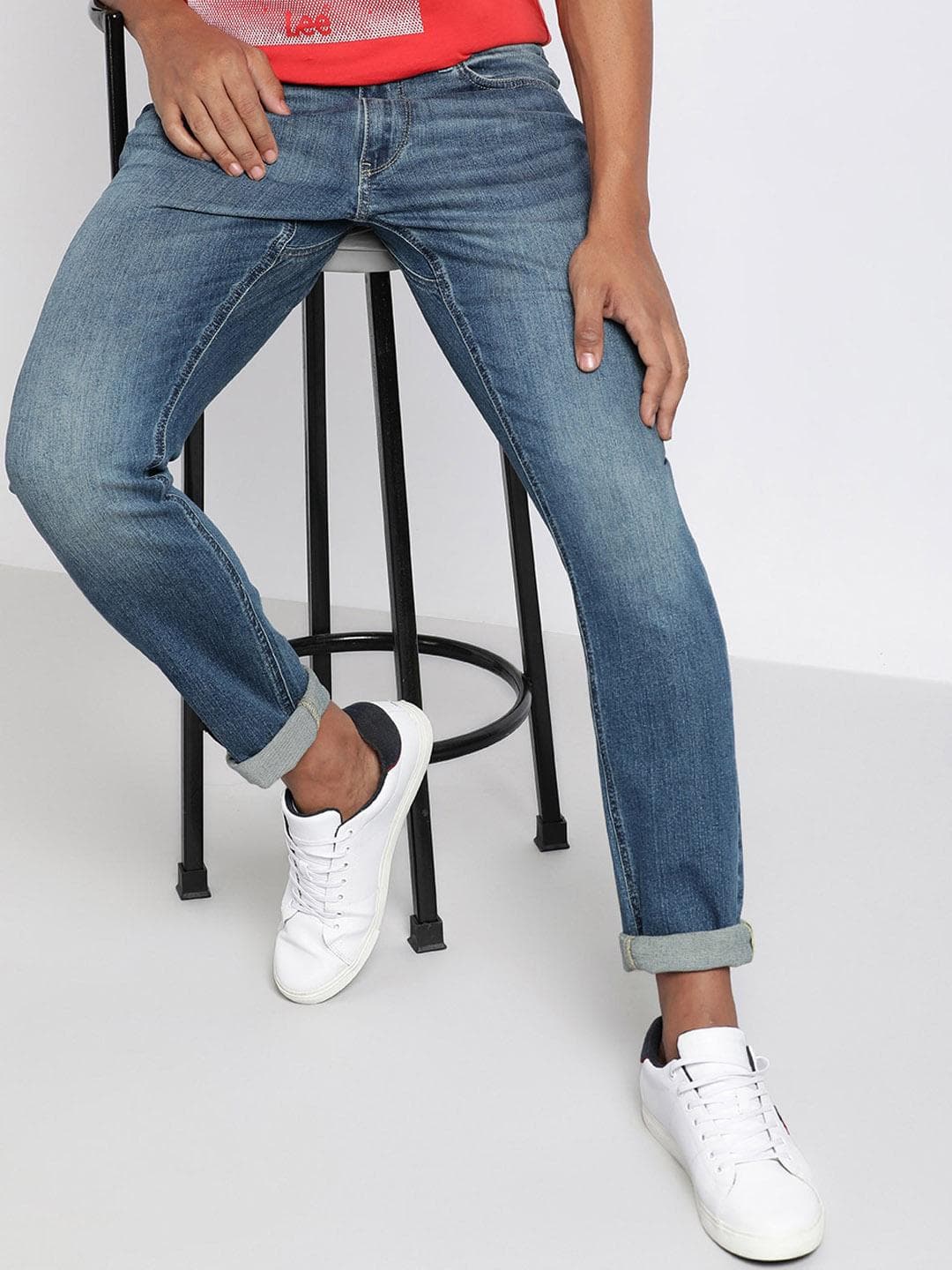 Lee Men Bruce Skinny Fit Clean Look Light Fade Stretchable Jeans