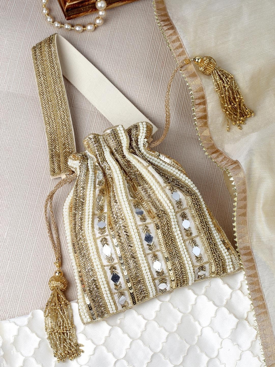 Buy Anekaant Embellished Tasselled Potli - - Accessories for Women