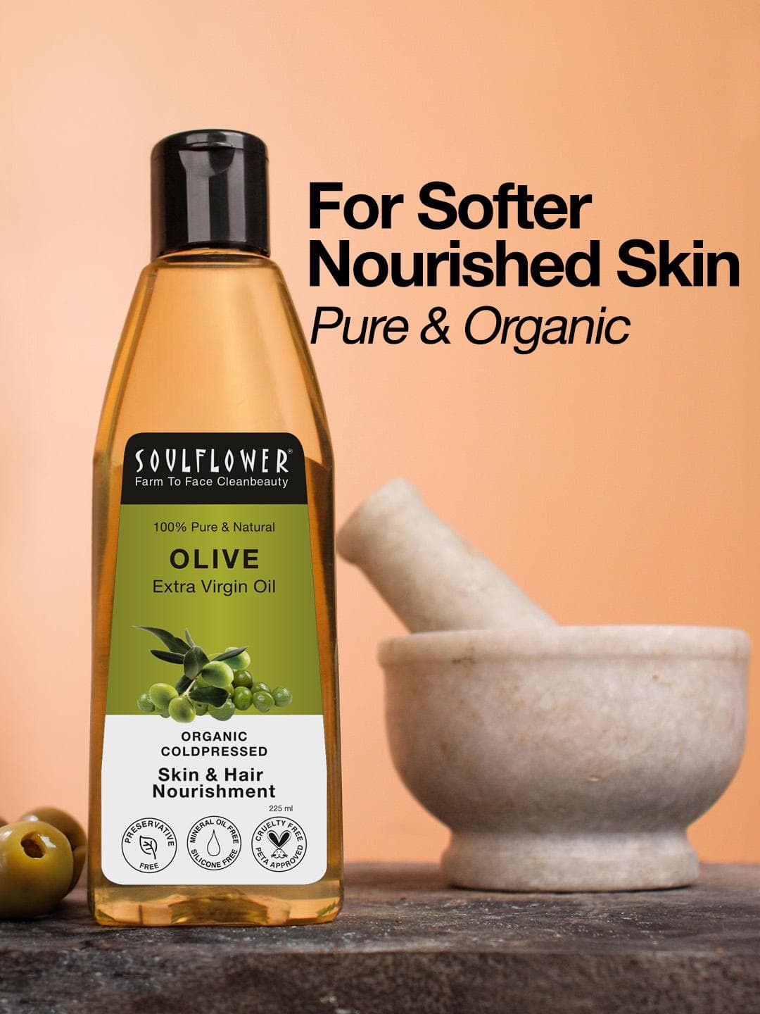Buy Soulflower Coldpressed Extra Virgin Olive Oil For Hair And Skin 225ml - - Personal Care for Unisex