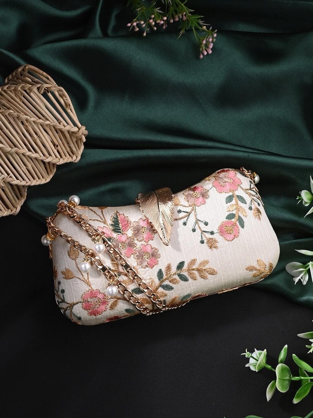 Toobacraft Embellished Wrist Loop Box Clutch