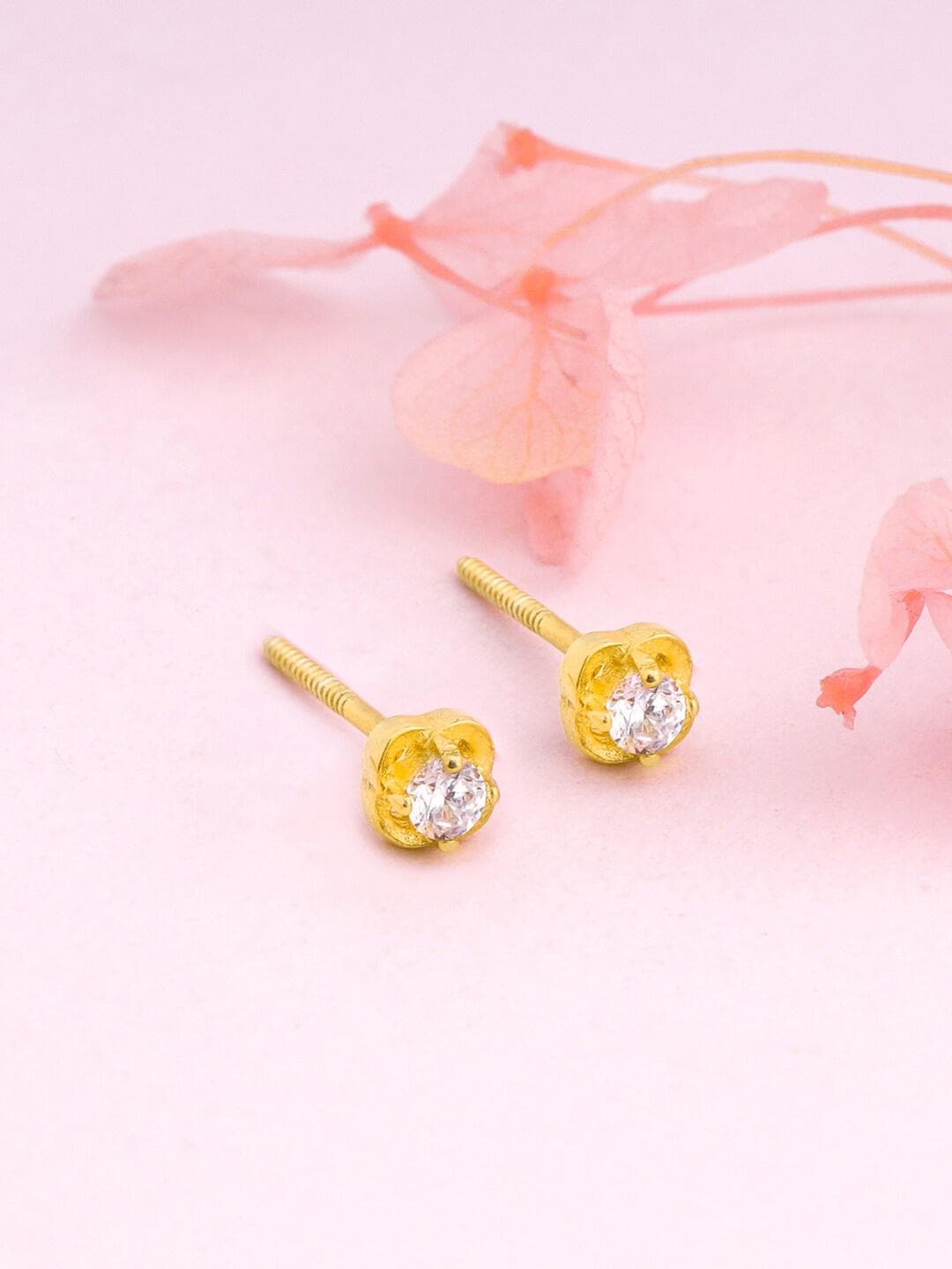 GIVA 925 Sterling Silver Gold-Plated Contemporary Studs Earrings
