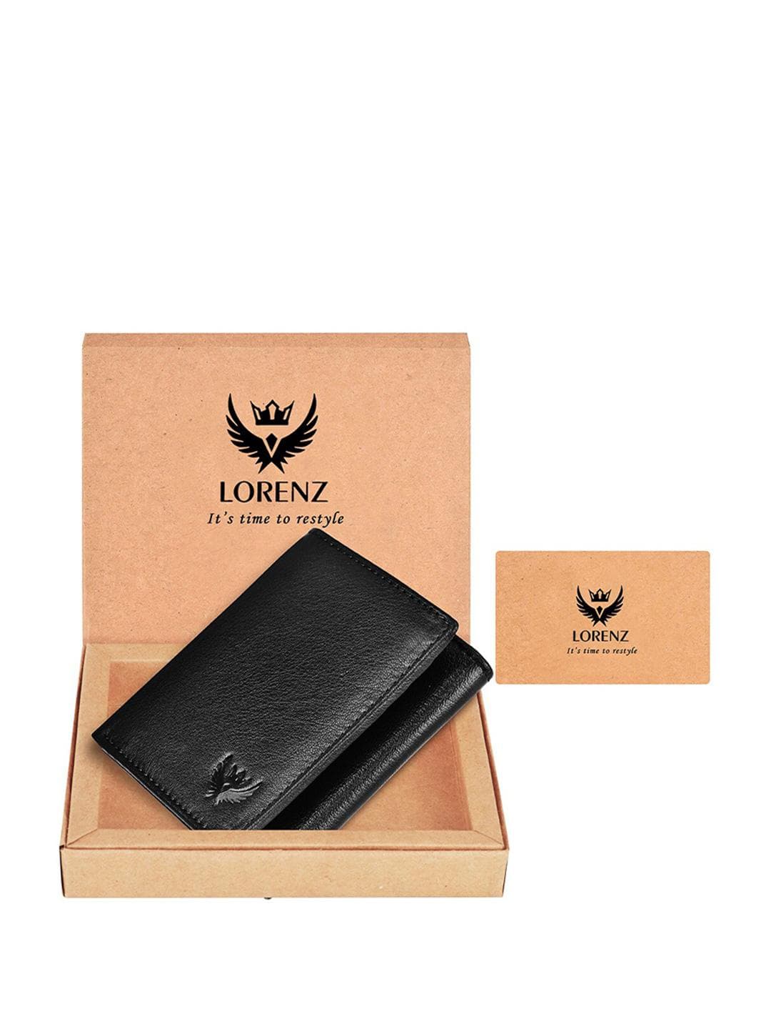 LORENZ Men Leather Three Fold Wallet