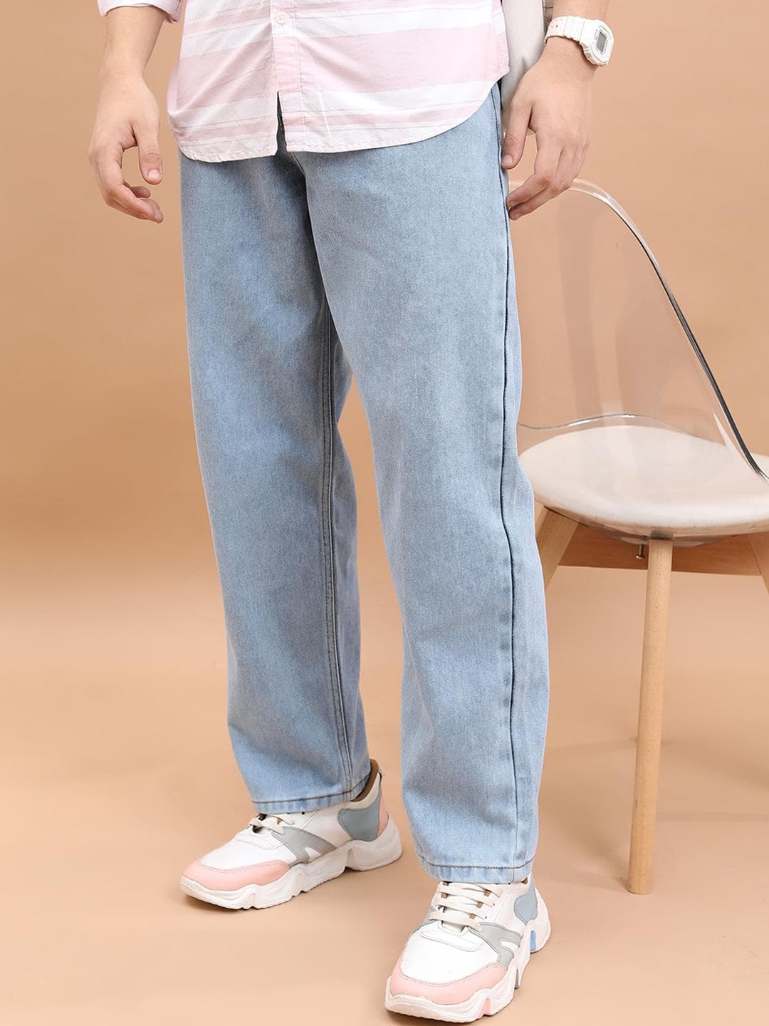 HIGHLANDER Men Light Blue Relaxed Fit Clean Look