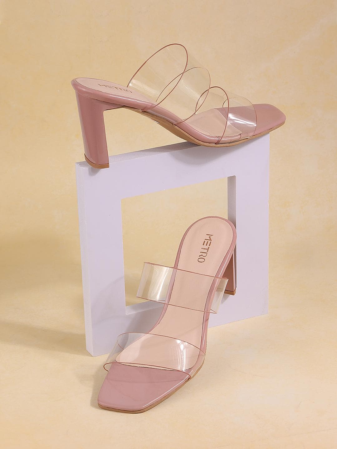 Metro Womens Mauve Two Strap Open Toe Slim Heels