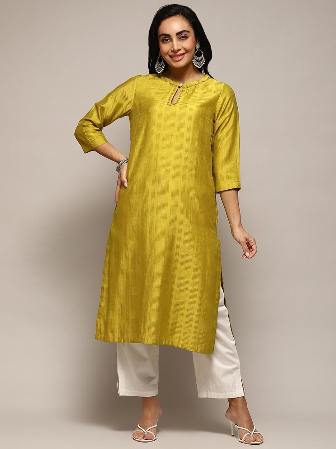 Biba Striped Straight Kurta