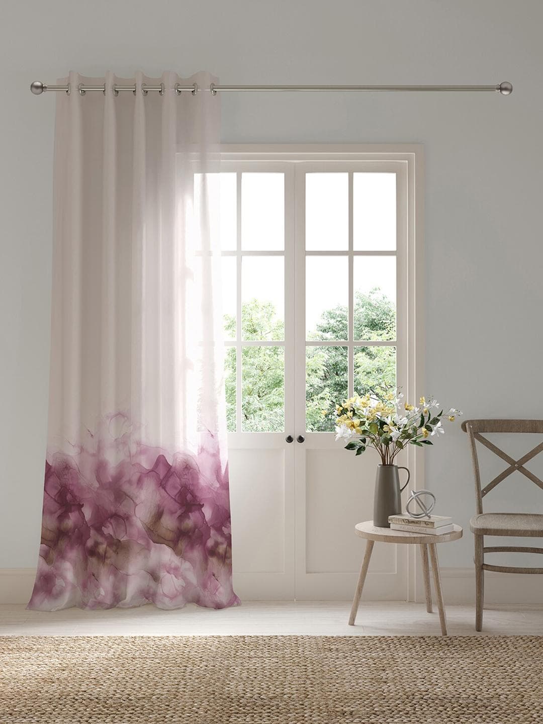 DDecor Pink & White Abstract Sheer Door Curtain