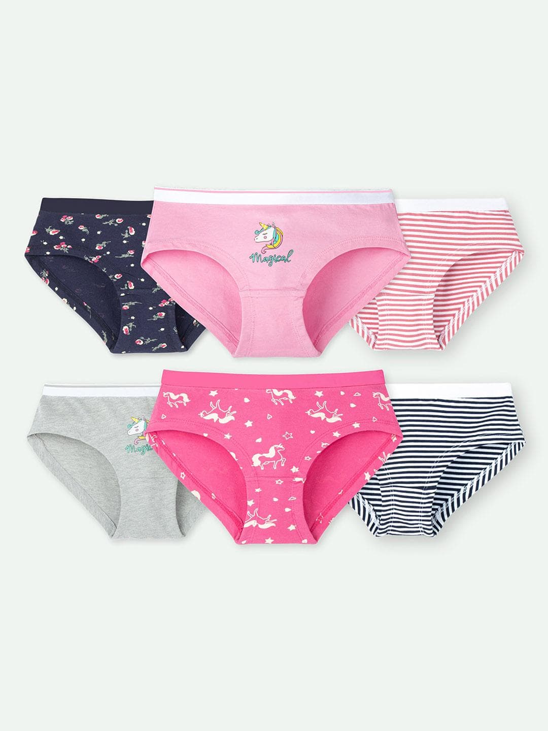 ariel Girls Pack Of 6 Assorted Basic Briefs