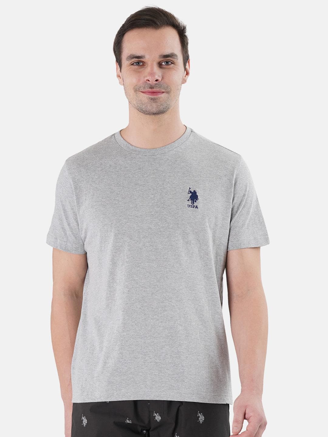 Buy U.S. Polo Assn. Grey Solid Lounge T Shirt - - Apparel for Men