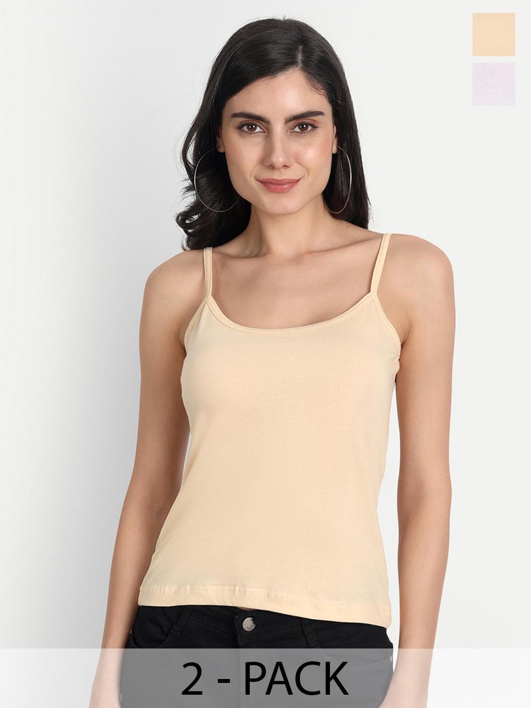 Aimly Pack Of 2 Cotton Spaghetti Camisoles