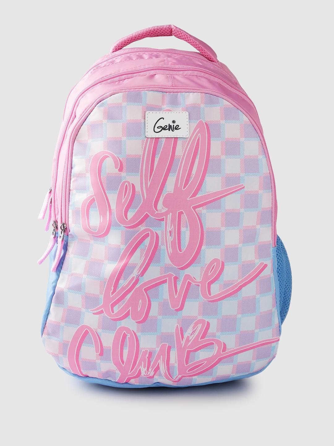 Genie Women Typography Printed & Checked Backpack