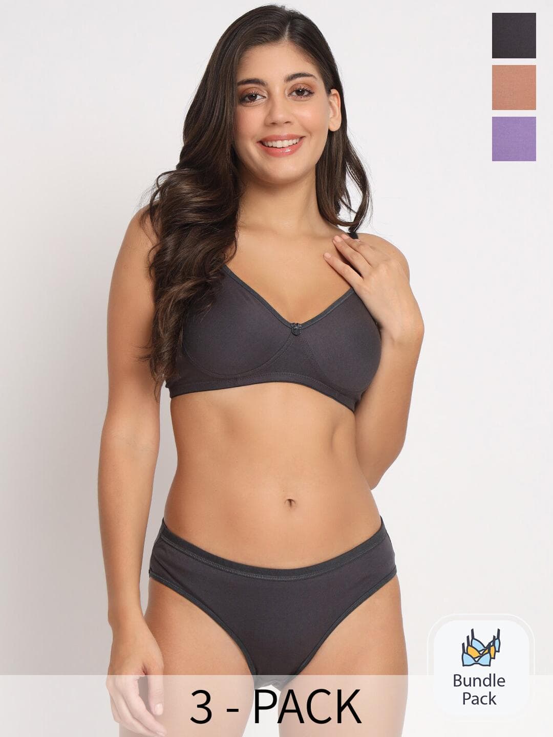 Docare Pack Of 3 Non Padded Lingerie Set