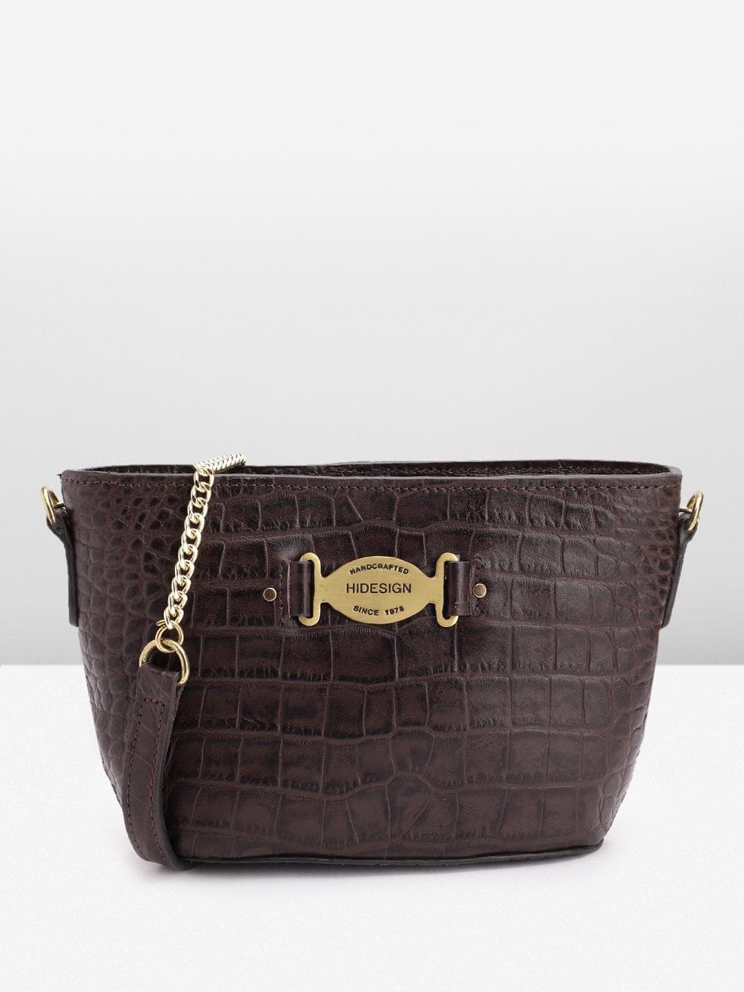 Buy Hidesign Croc Textured Leather Structured Sling Bag - - Accessories for Women