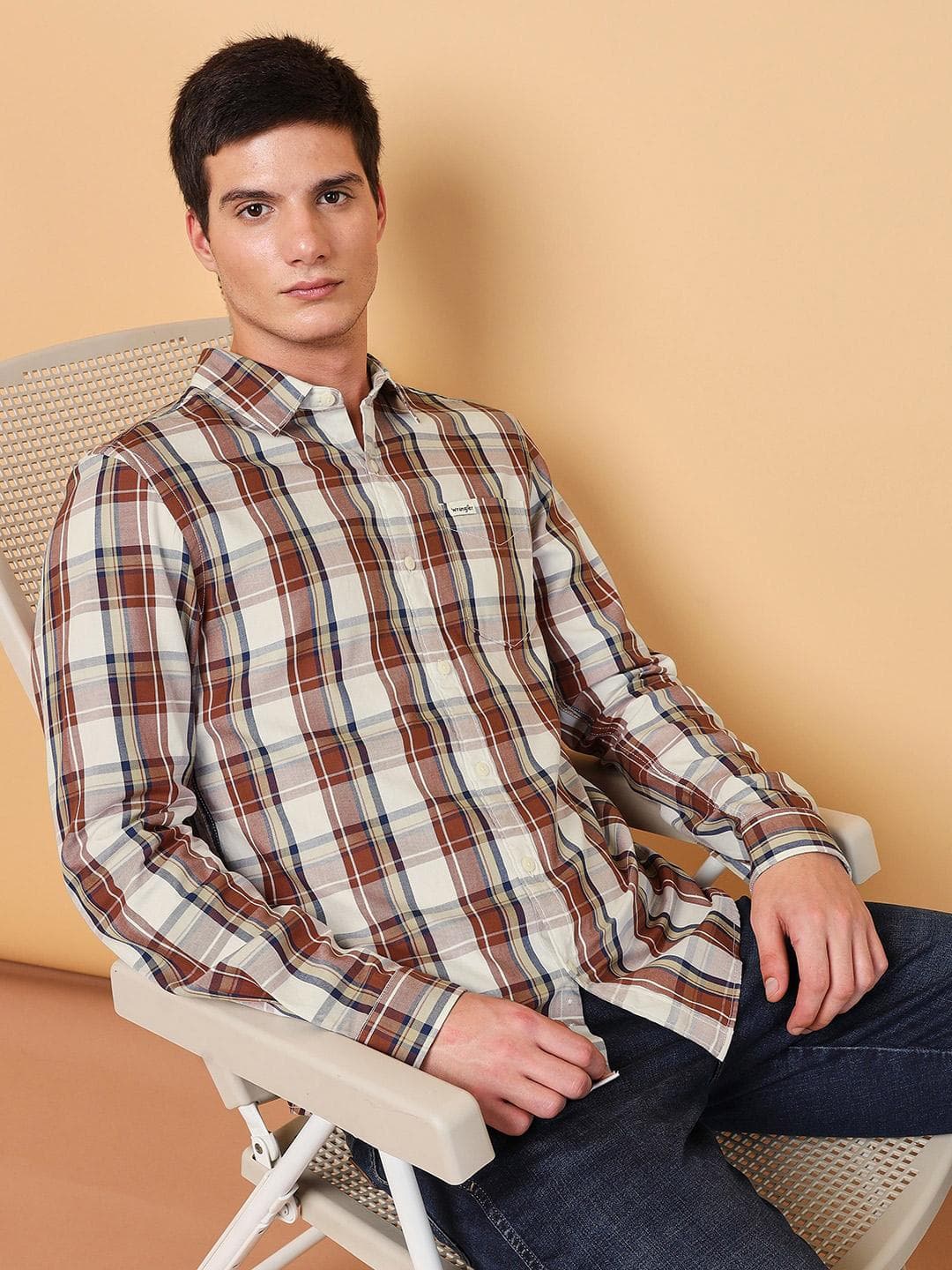 Wrangler Tartan Checks Twill Cotton Casual Shirt