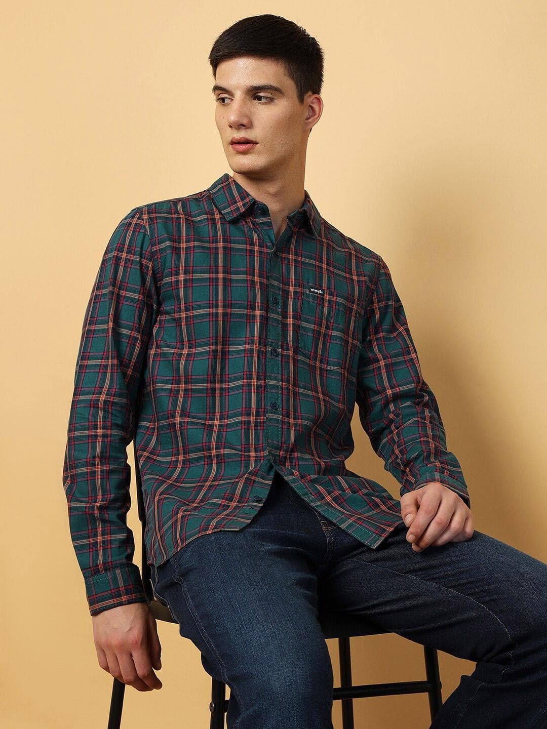 Wrangler Tartan Checked Regular Fit Pure Cotton Casual Shirt