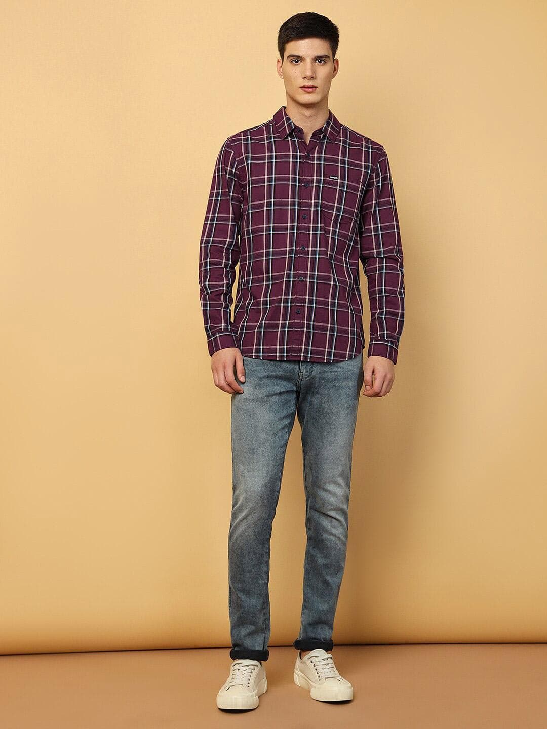 Wrangler Tartan Checks Twill Cotton Casual Shirt