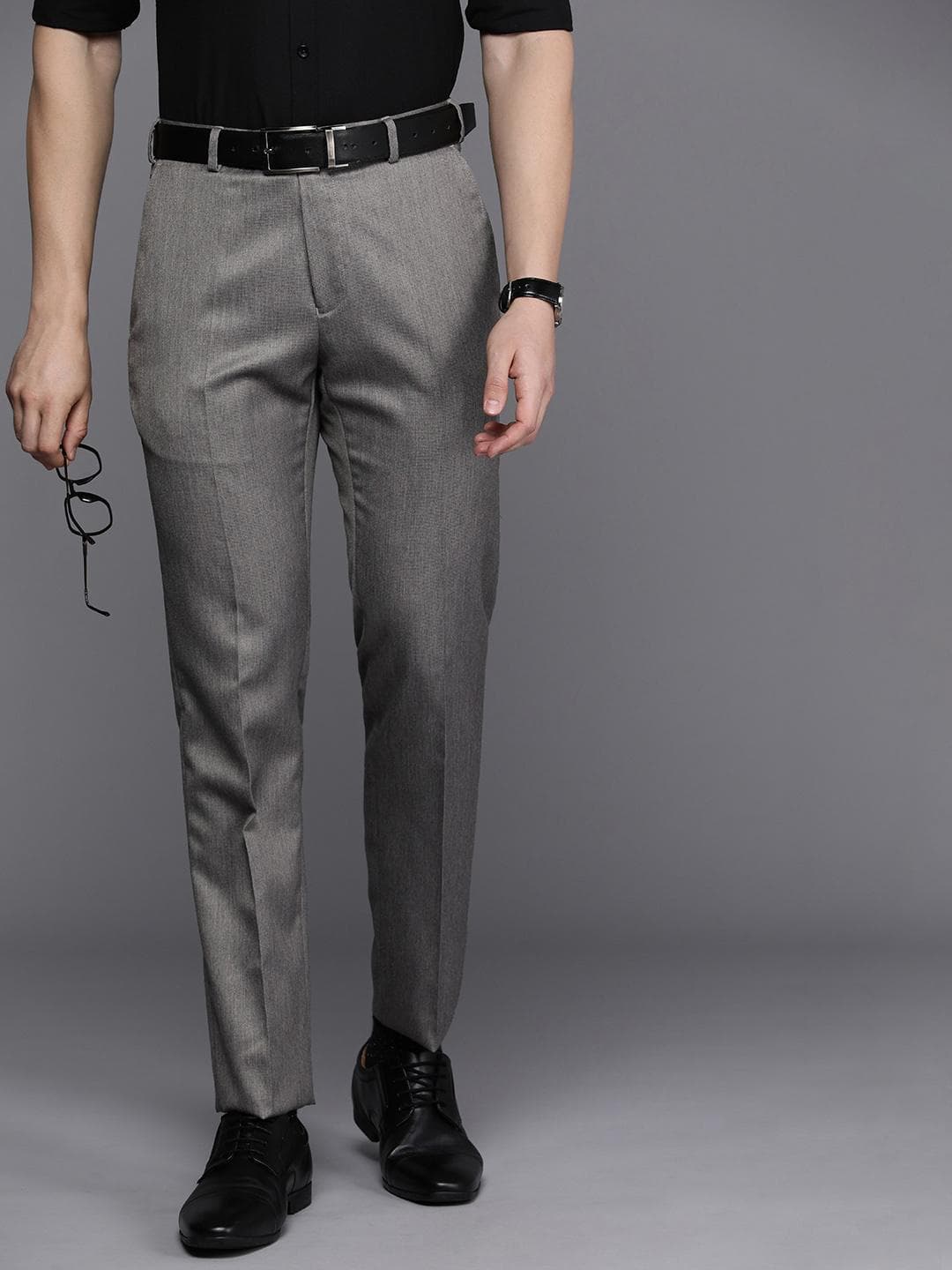 Raymond Men Solid Slim Fit Mid-Rise Formal Trousers