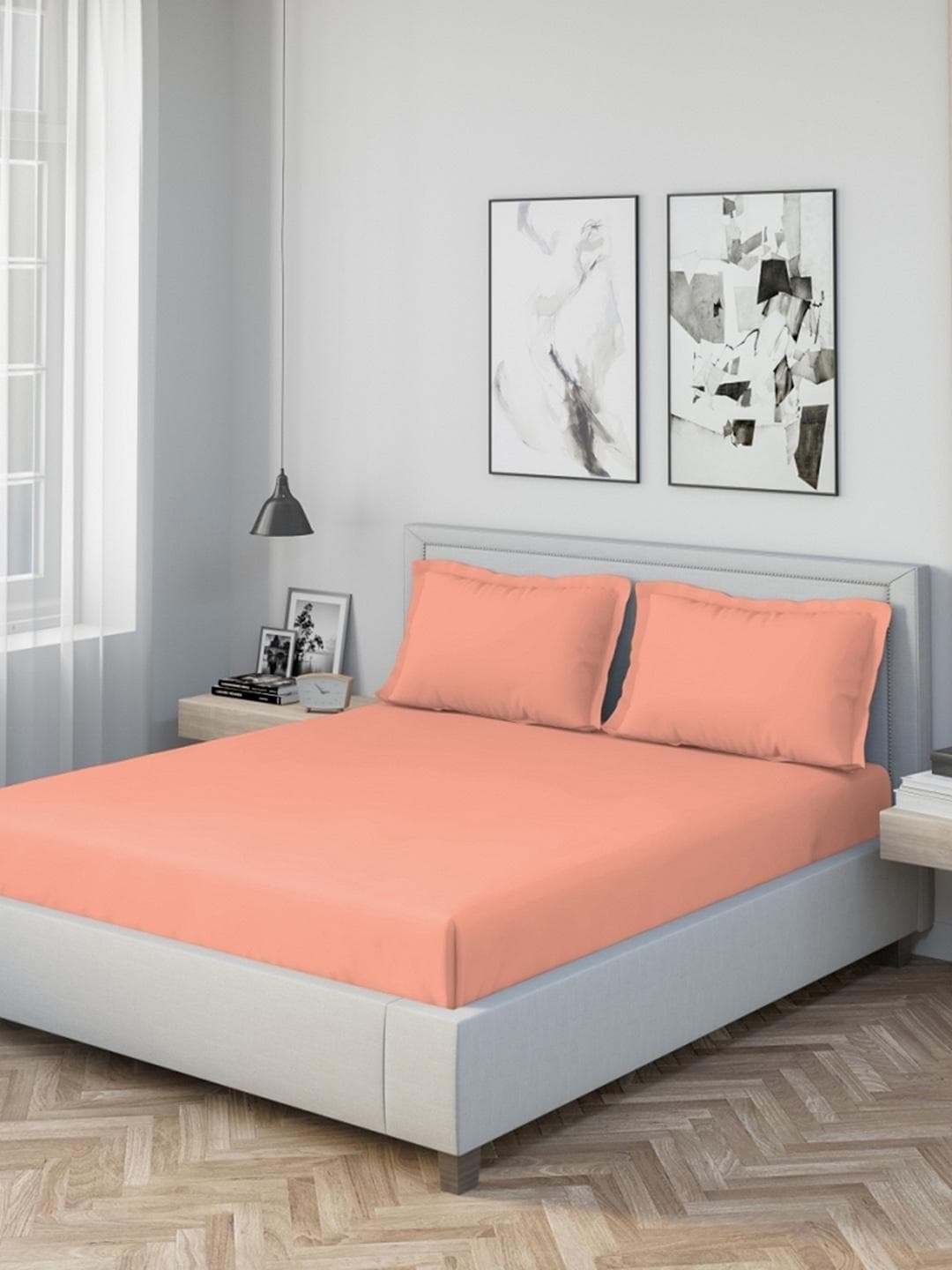 DDecor Pink 180 TC King Bedsheet with 2 Pillow Covers