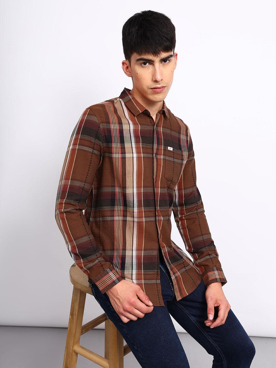 Lee Tartan Checks Checked Twill Cotton Casual Shirt