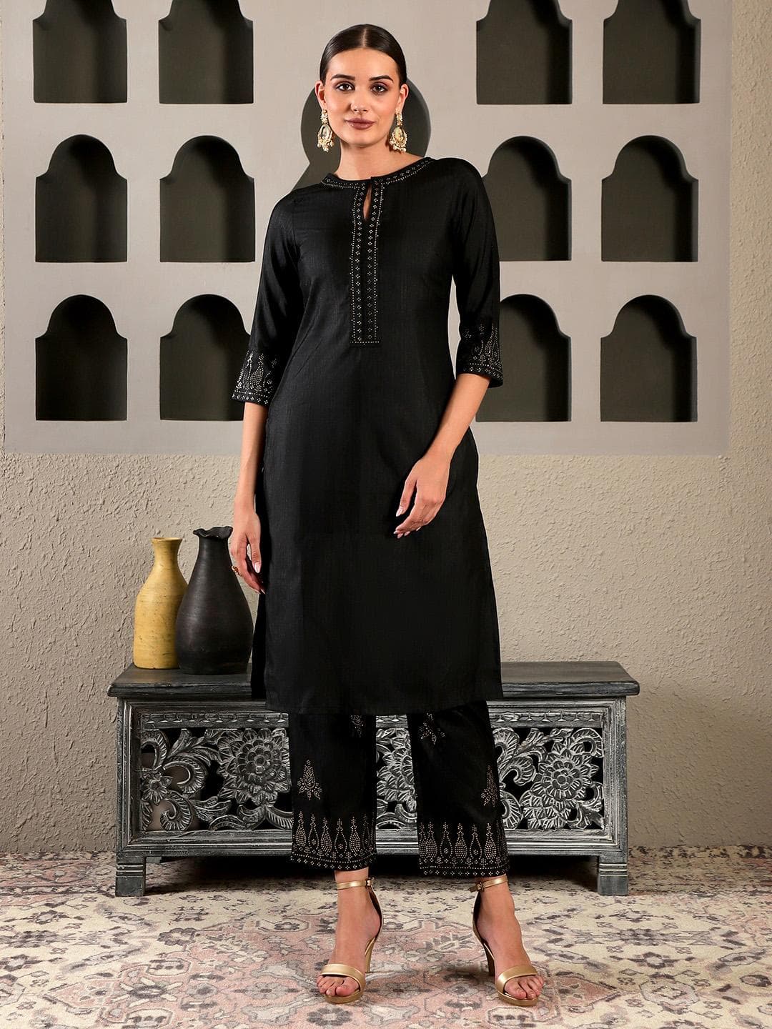 W Embellished Kurta With Trousers