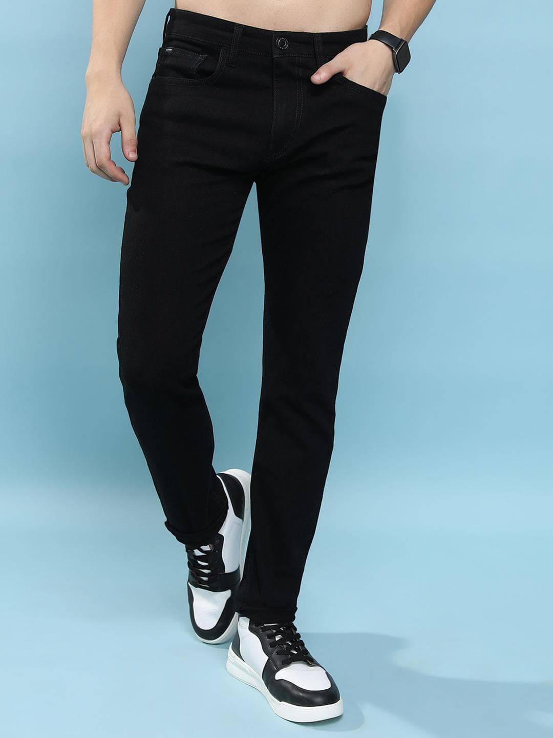 HIGHLANDER Men Tapered Fit Clean Look Stretchable Skinny Fit Jeans