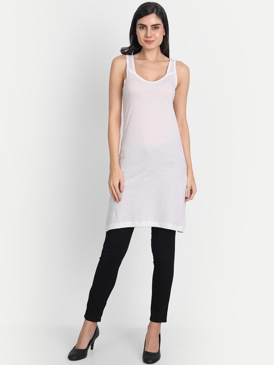 Aimly Scoop Neck Shoulder Straps Cotton Longline Camisole