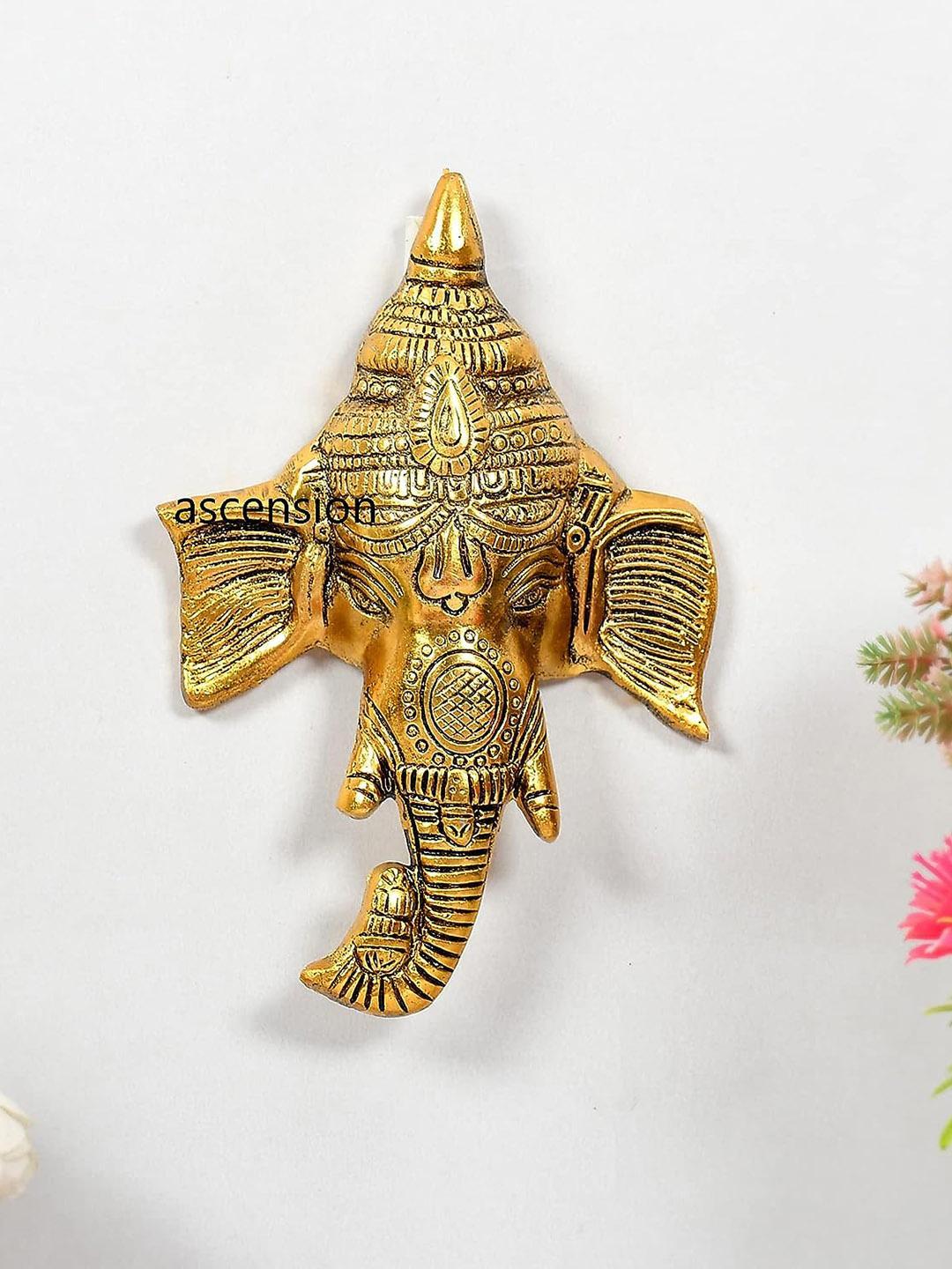 Buy Ascension Ganpati Gold Brass Metallic Prayer Room Small Showpiece 3.9 Inches - - Home for Unisex