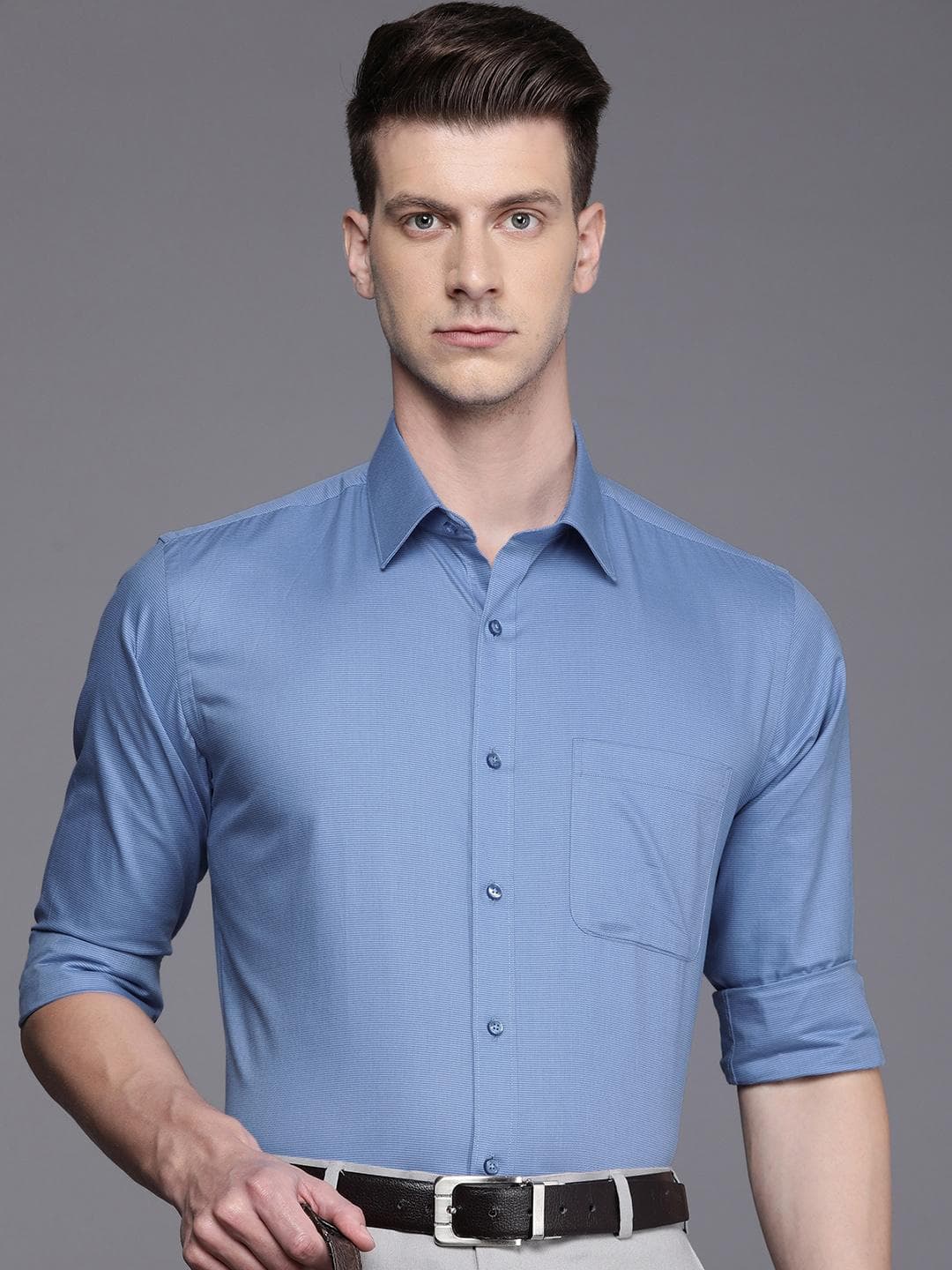 Raymond Slim Fit Textured Pure Cotton Formal Shirt