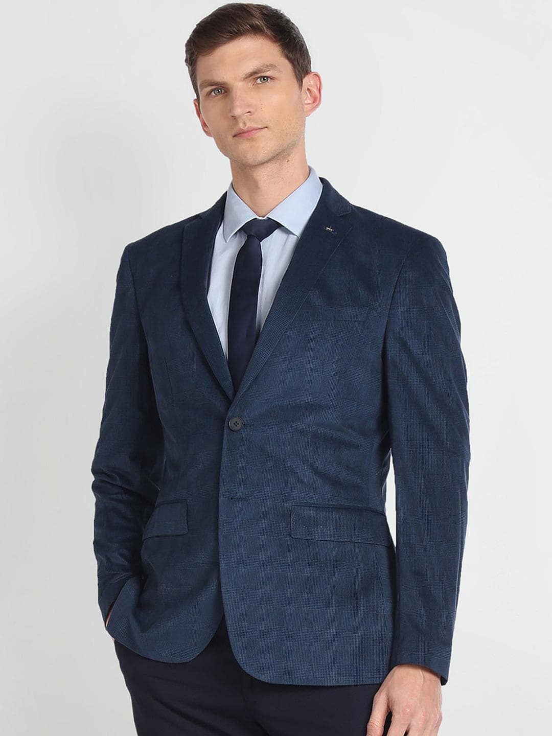 Arrow Checked Slim-Fit Single Breasted Blazer