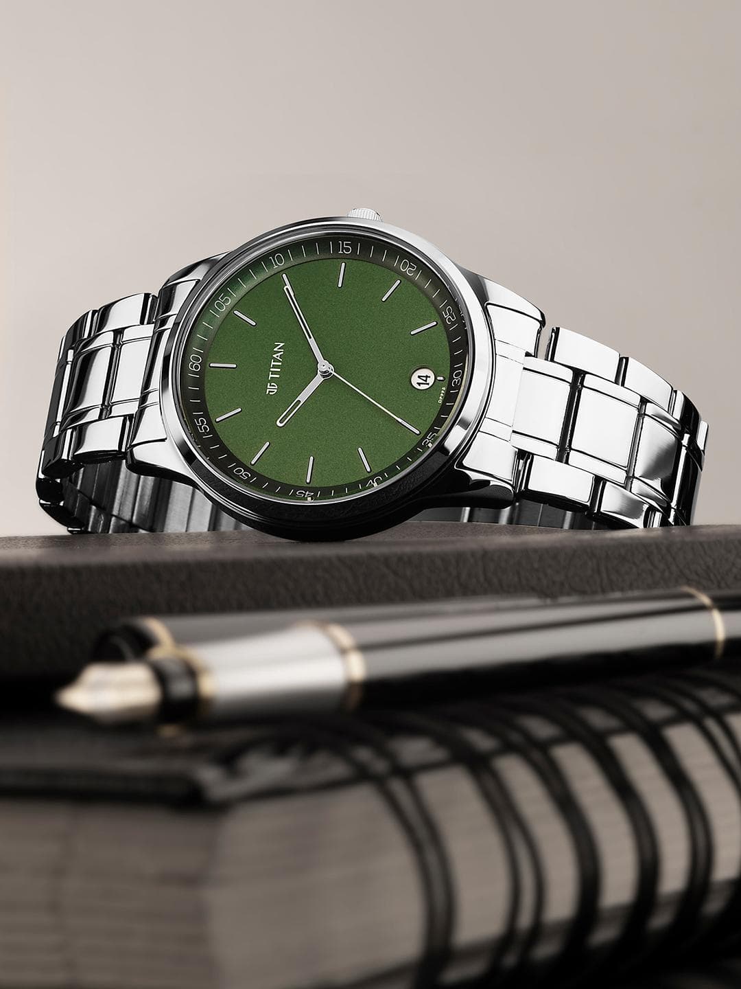 Titan Quartz Analog With Green Dial Watch For Men - 10027sm01