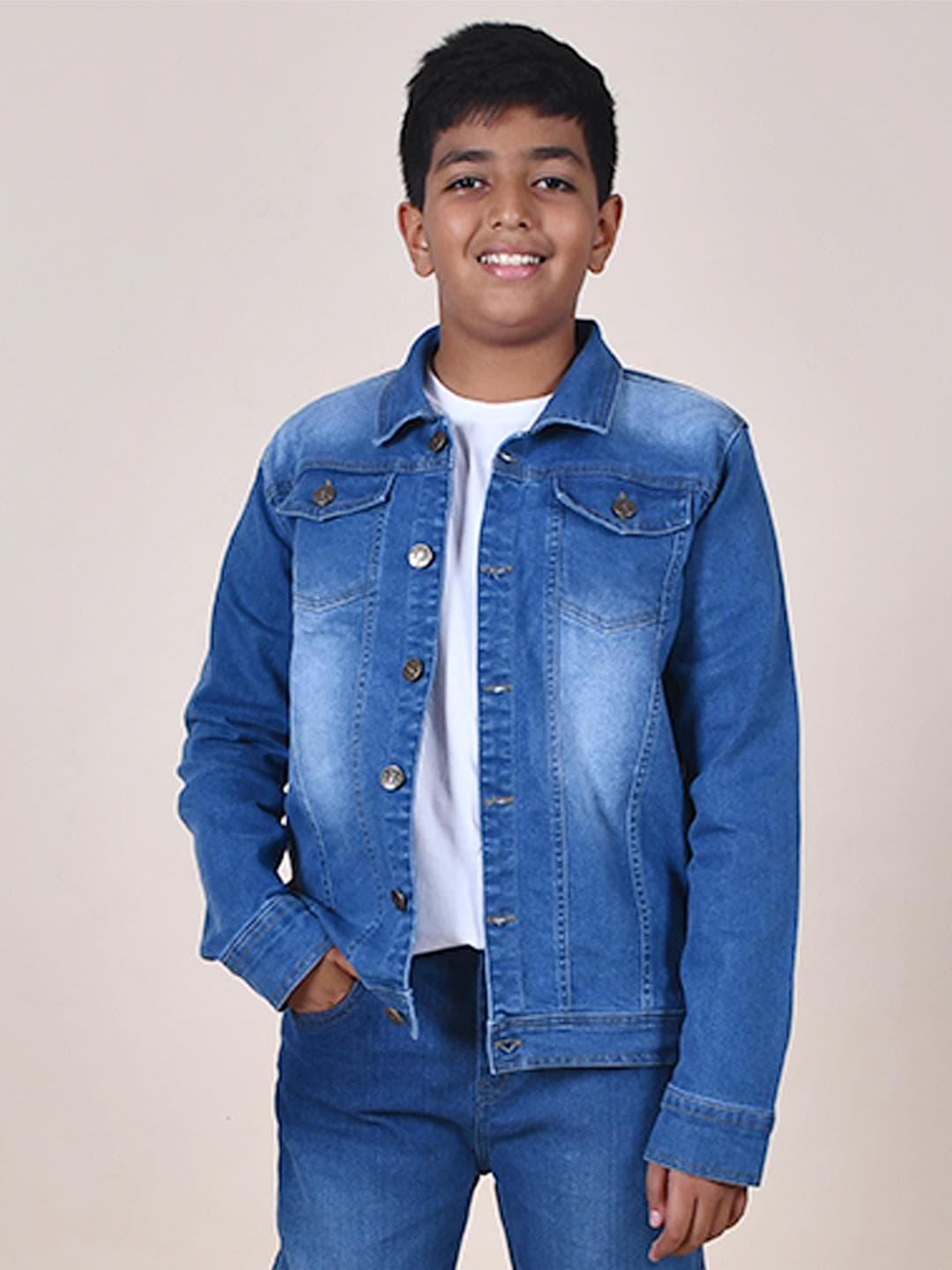 KiddoPanti Boys Washed Crop Denim Jacket