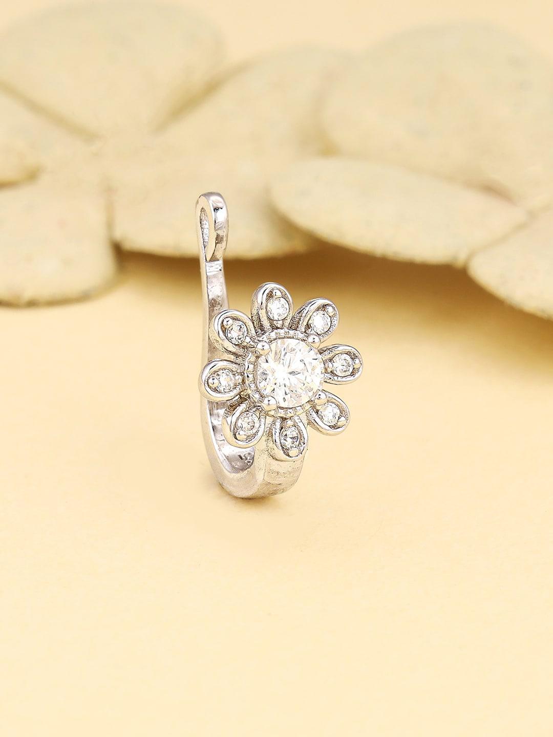 Buy GIVA Rhodium Plated CZ Studded Nosepin - - Accessories for Women