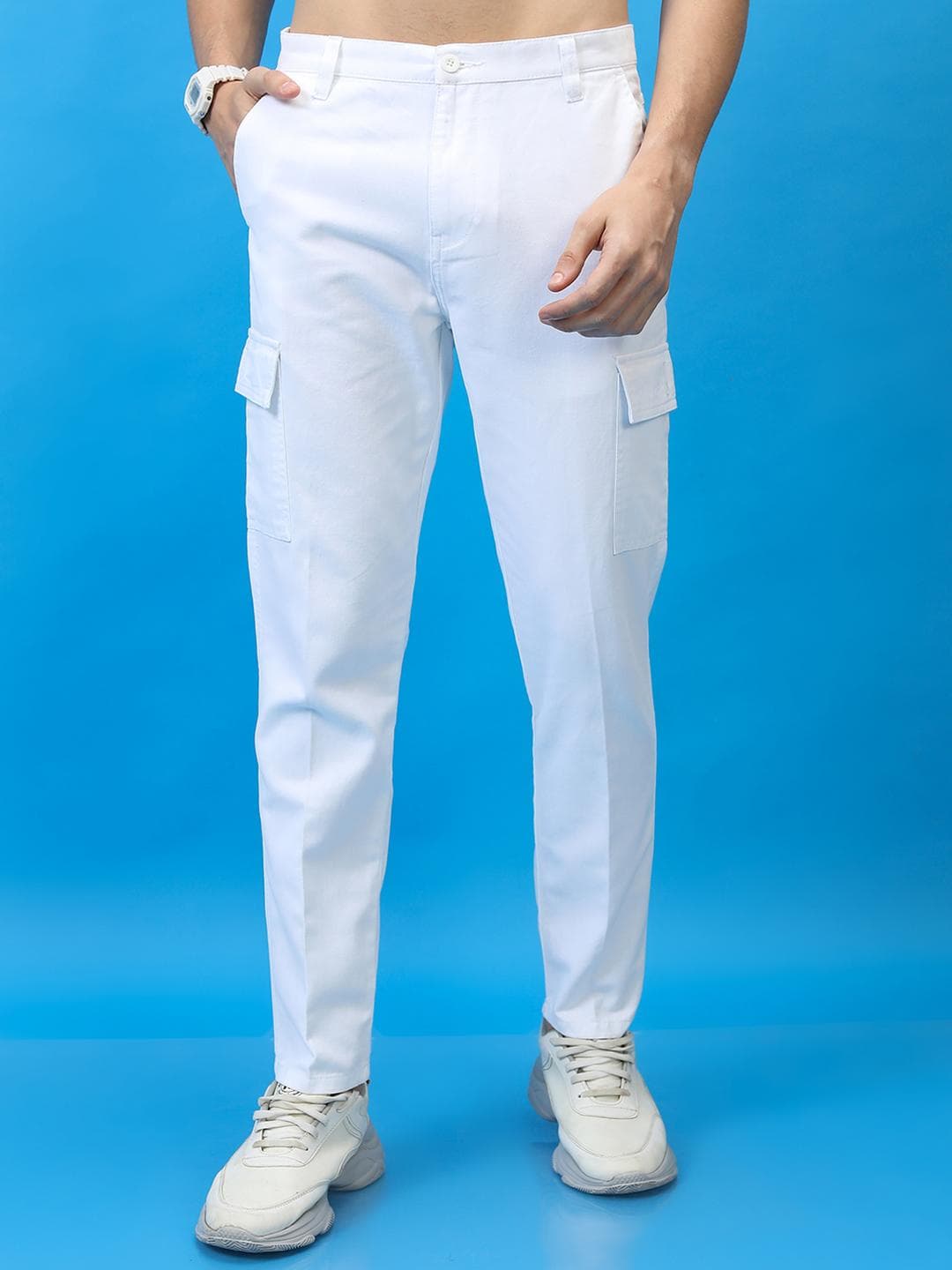 HIGHLANDER Men Tapered Fit Cotton Cargos Regular Fit Trousers