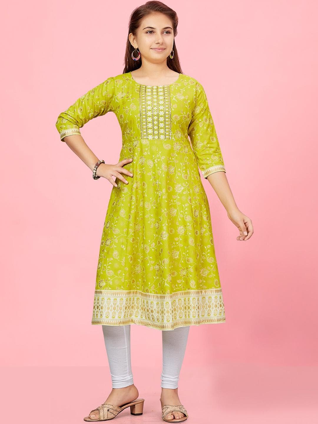 BAESD Girls Ethnic Motifs Gotta Patti Anarkali Kurta