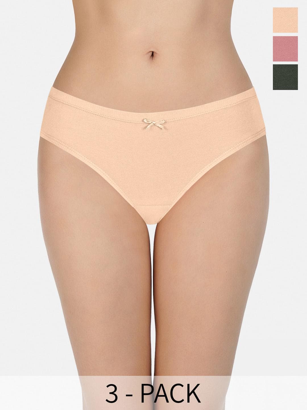 Amante Pack of 3 Mid Rise Assorted Bikini Briefs