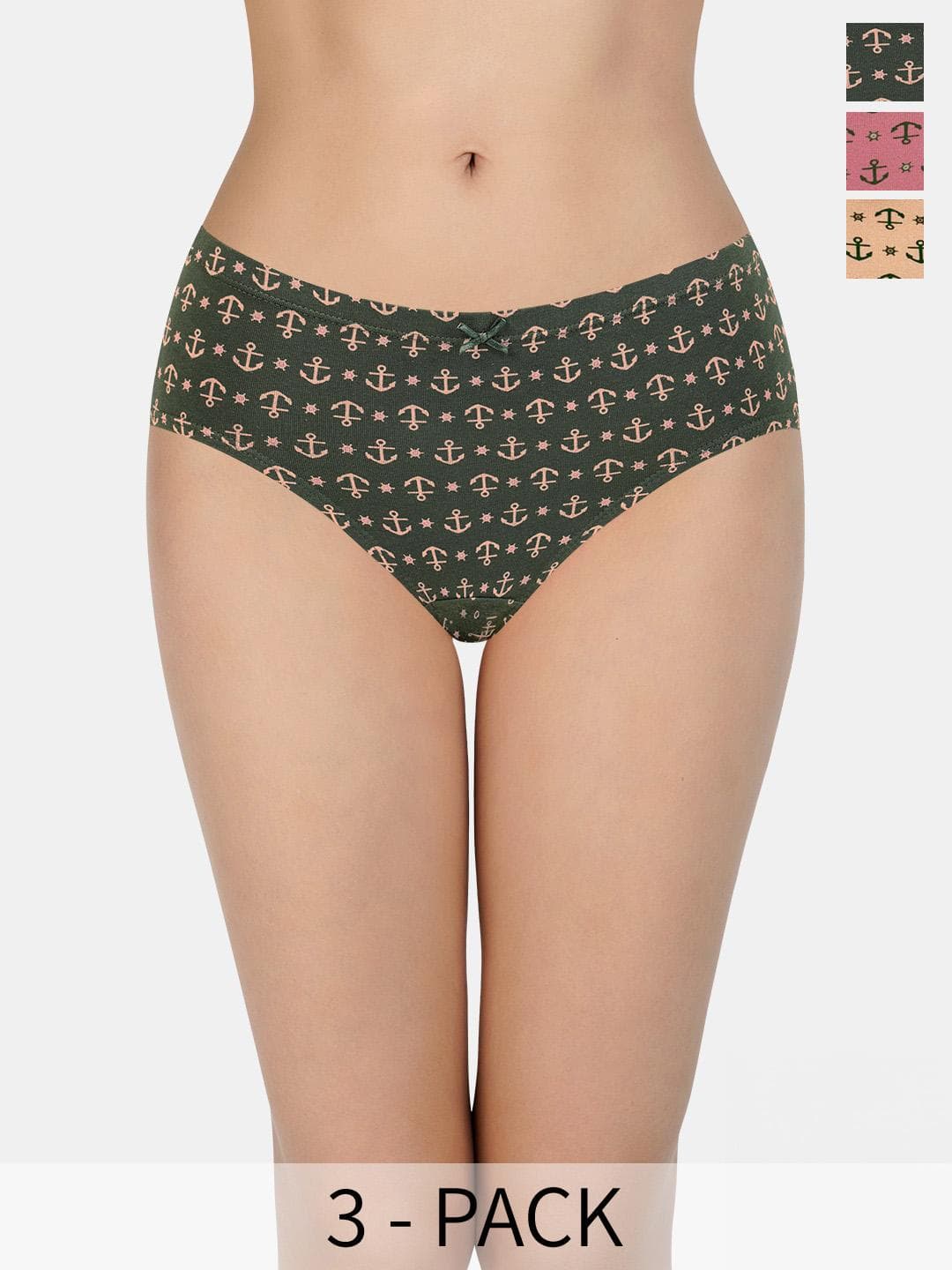 Amante Pack of 3 Mid Rise Assorted Hipster Briefs
