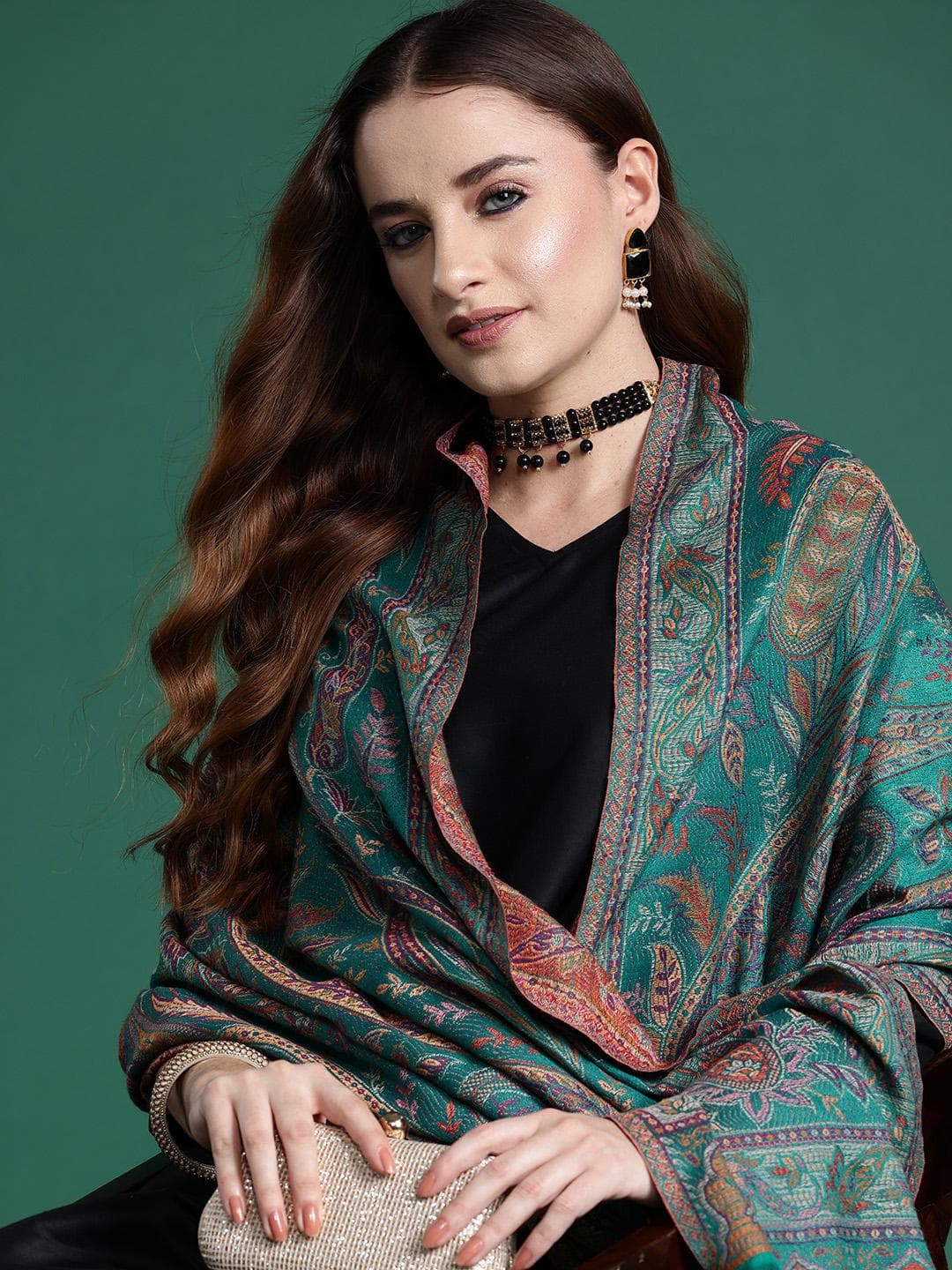 Buy Sangria Paisley Woven Design Stole - - Accessories for Women